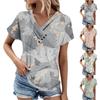 Летние женские топы с цветочным узором для женщин, удобные женские топы с v-образным вырезом и короткими рукавами, футболки большого размера