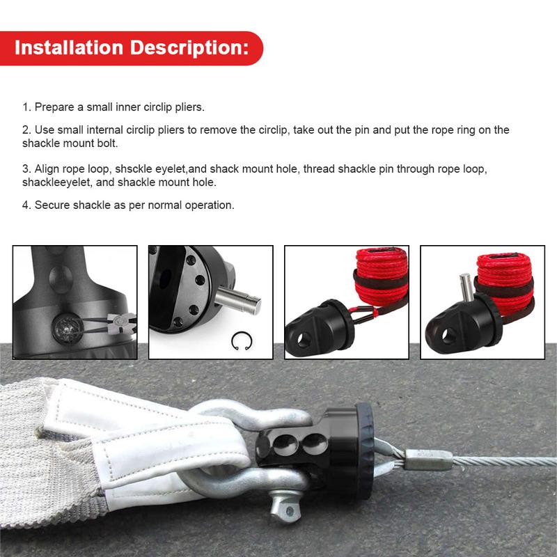 Universal 22000 Lbs Load Rating Winch Hook Shackle Mount Fits for ATV UTV SUV Jeep Wrangler with Pin and Rubber Guard for D Ring