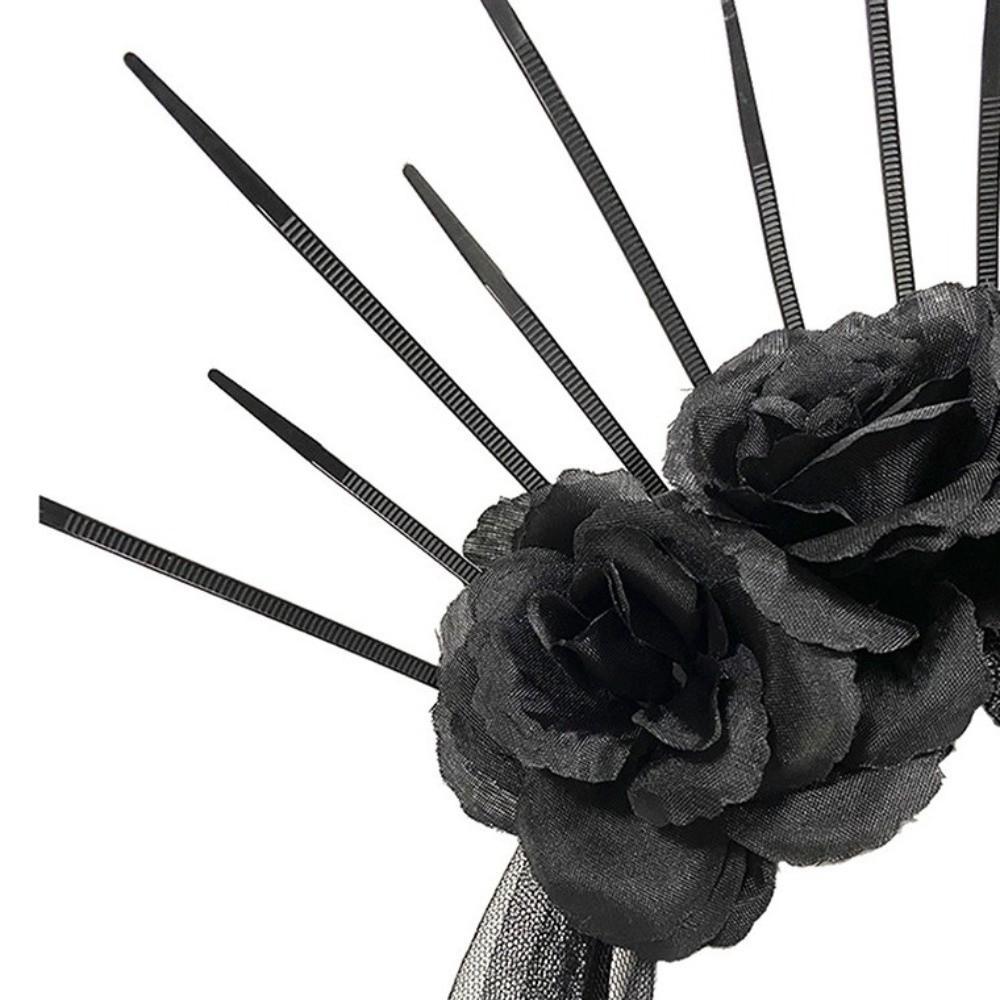 Rhinestone Halloween Headband Gothic Bride Hairband Headdress Veil Headband Haunted House