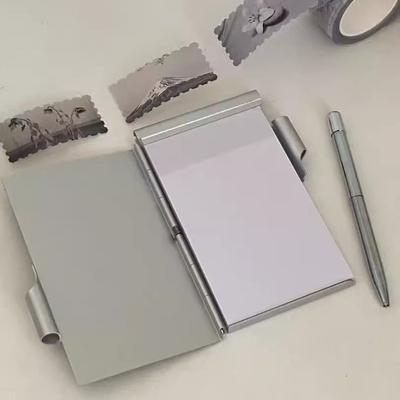 With Pen Metal Pocket Notebook with Memo Pads Office Memo Pad Aluminum Notepad Gift Supplies