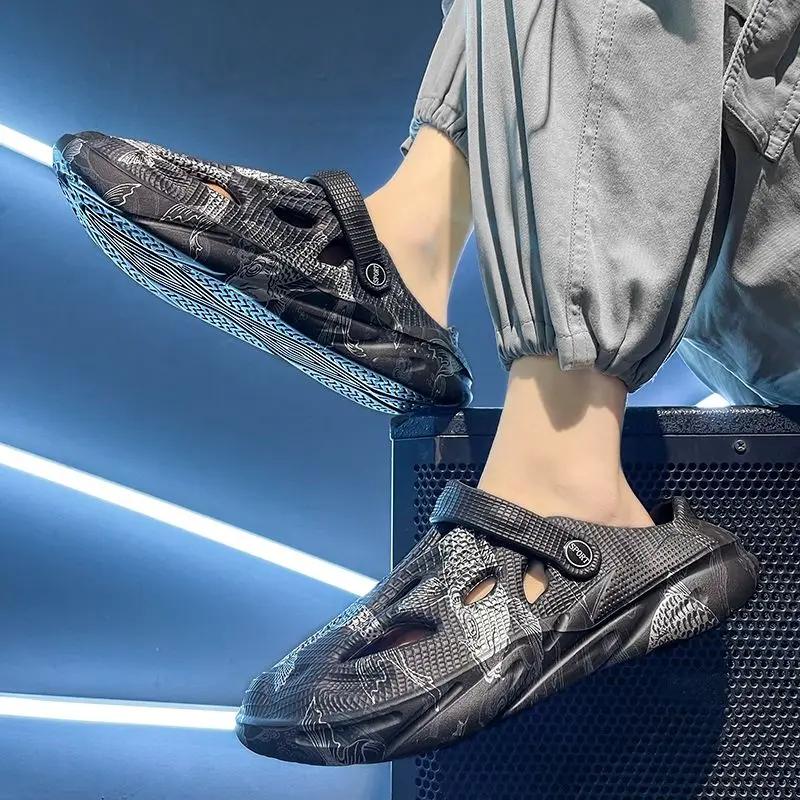 Мужская обувь для улицы, летние пляжные мужские тапочки, высококачественные модные шлепанцы, дешевая обувь, корейский стиль, тренд 2024 года, удобные из ПВХ