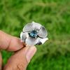 925 Sterling Silver Swiss Blue Topaz Gemstone Flower Stackable Wife Ring Jewelry