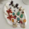 Salircon 5 Styles Retro Hollowout Round Drop Earrings Women Boho Acrylic Bead Tassel Pendant Earring Trendy Jewelry Accessories