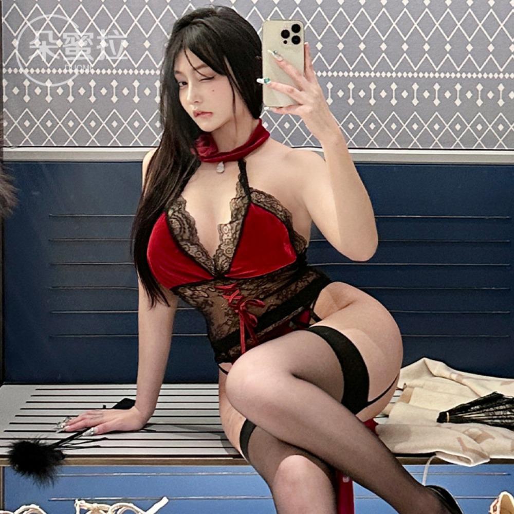 Экзотическое Новое Сексуальное Кружевное Прозрачное Нижнее Белье с Завышенной Талией и Разрезом, Комплект Униформы Чирлидерши с Розовым Принтом