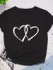 Женская футболка с принтом в виде двойного сердца и коротким рукавом, свободная женская футболка с круглым вырезом, женская модная футболка, топы, одежда, женские футболки