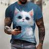 Men's T-Shirt with Print 3d Cute Cat Print Tees Tops Fashion Men Animal Pattern T Shirt Oversized Streetwear O-Neck Fashion