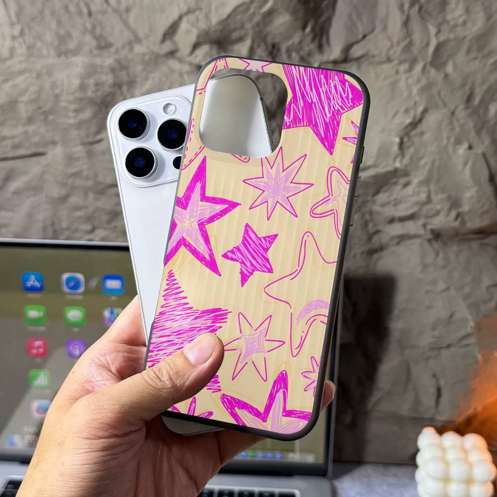 Мультяшный чехол со звездами для iPhone 16 15 17 Pro 11 12 13 14 Pro Max Plus Мягкий силиконовый чехол-оболочка с волнами
