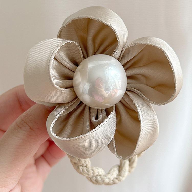 Французский Атласный Розовый Цветок Эластичные Повязки для Волос Женские Девичьи Веревки для Волос Завязки Цветок Резинки для Волос Держатель для Хвоста Аксессуары для Волос