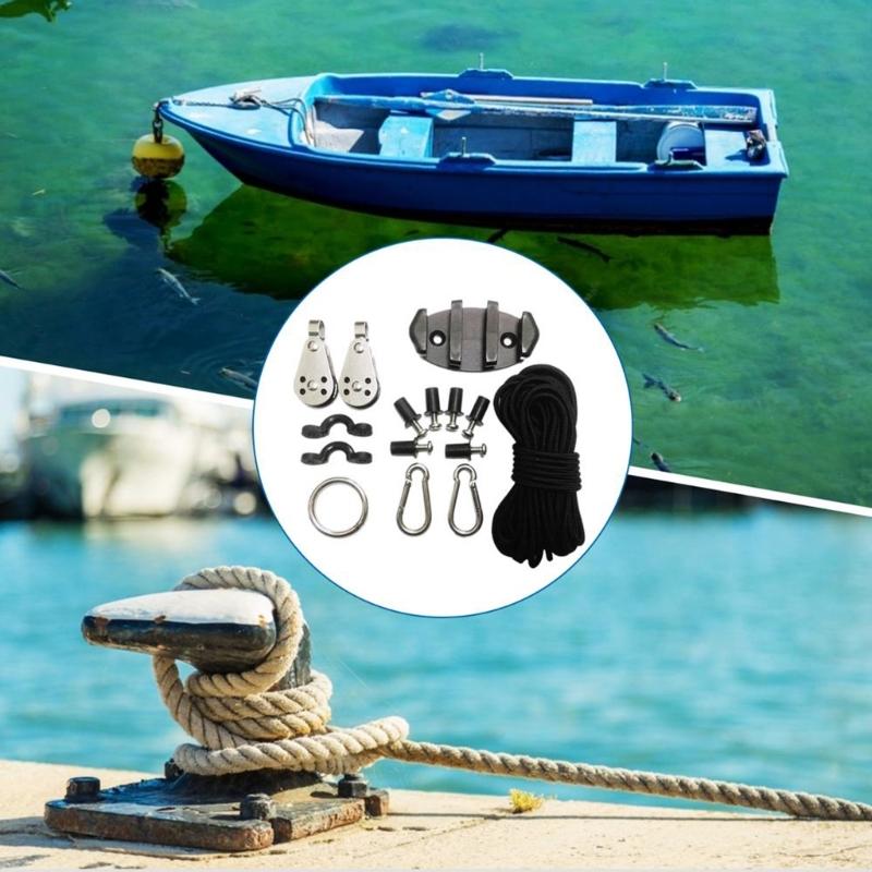 Kayak Canoe  Trolley set Eyes Wellnuts Screws Kayak Accessories Zig  Cleat Rigging-Ring Pulleys -Boat 30Feet