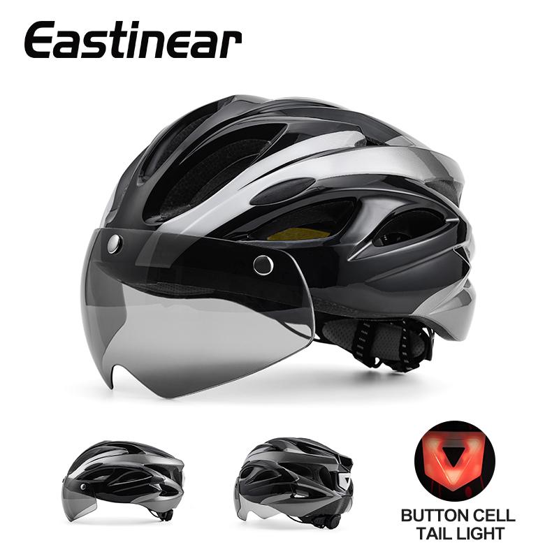 Eastinear Bicycle Helmet Adult Men and Women Outdoor Highway Mountain Biking Helmet With Magnetic Goggles and Shiny Tail Lights