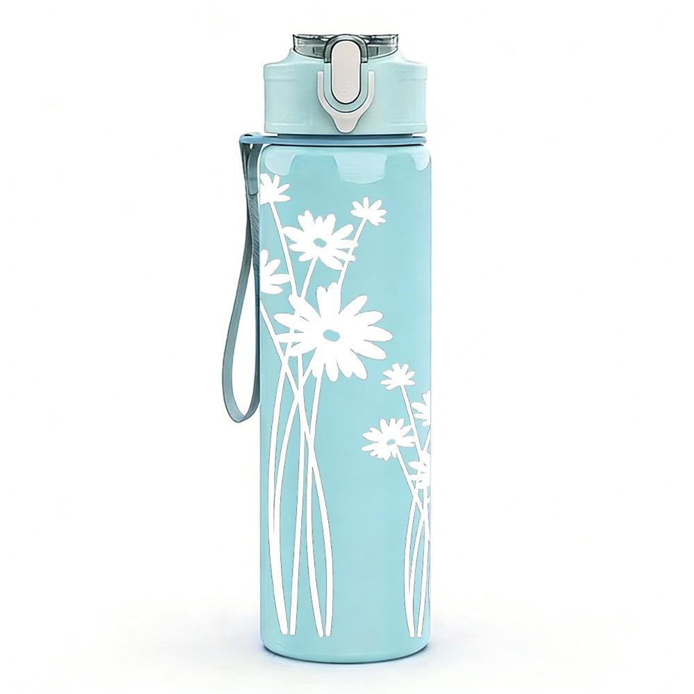 1PC Ballet Dancer Line Sketch Print 750ml Color Plastic Sports Water Bottle Leakproof Flip Straw Lid Suitable for Sports Office Home Use