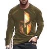 Retro Spartan Helmet 3D Print Autumn Men's T-shirts Round Neck Long Sleeve Casual T-shirts