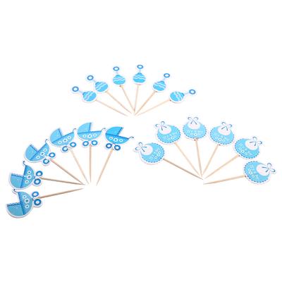 18 шт. милые украшения для кексов на день рождения для мальчиков и детей (синий)