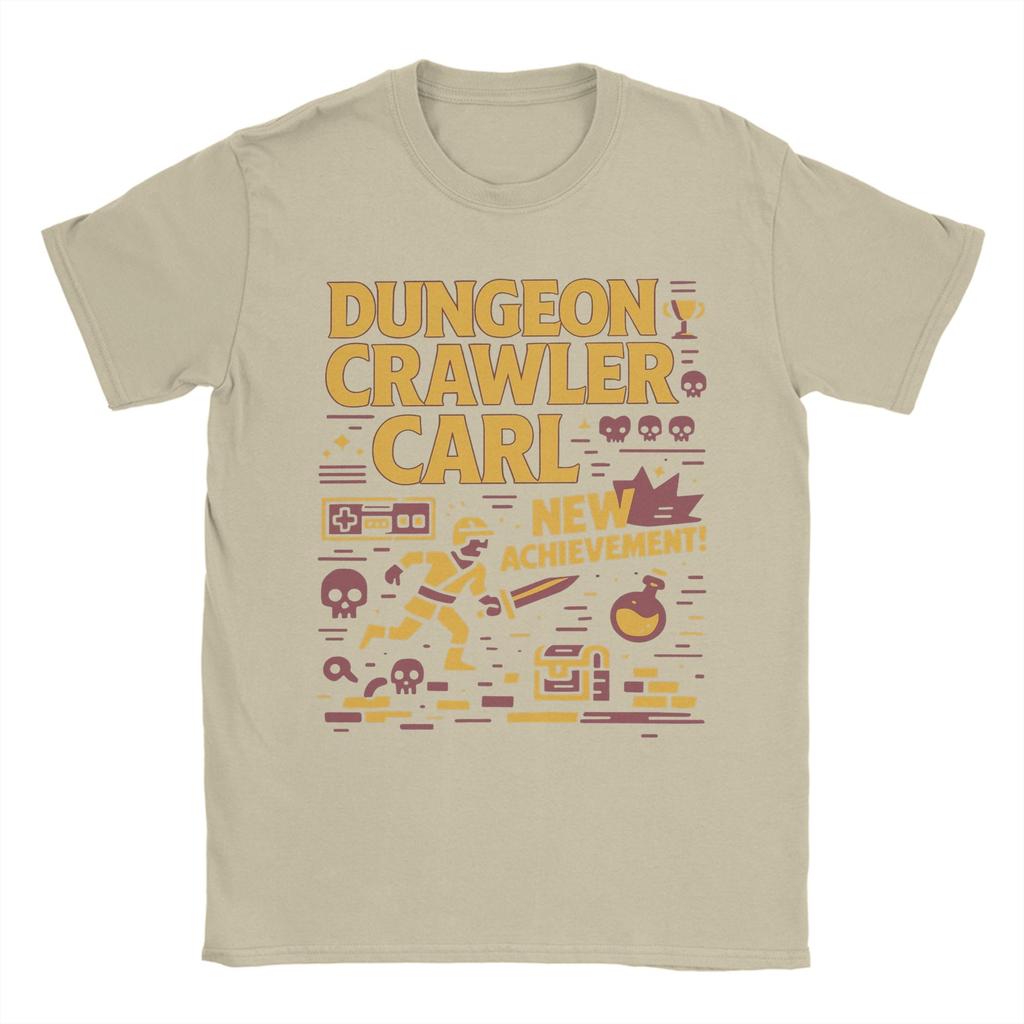 Men TShirts Dungeon Crawler Carl New Achievement Novelty Pure Cotton Tee Shirt Short Sleeve T Shirt Crewneck Clothes Plus Size