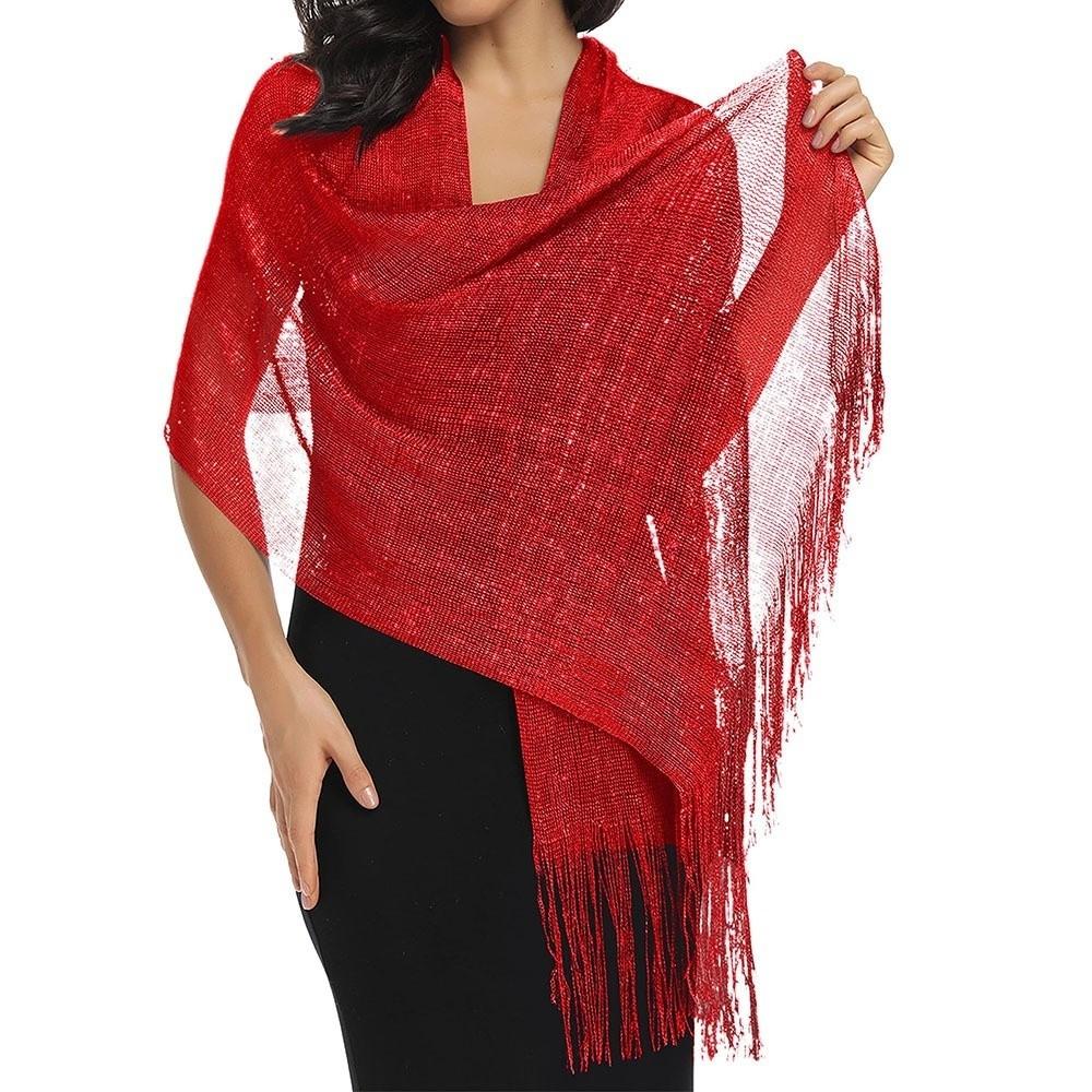 Длинная банкетная шаль Блестящий шарф для вечернего платья Модный металлический шарф