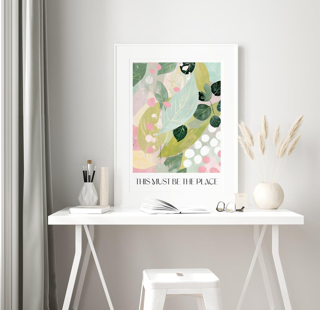 Плакат композиция из зеленых листьев