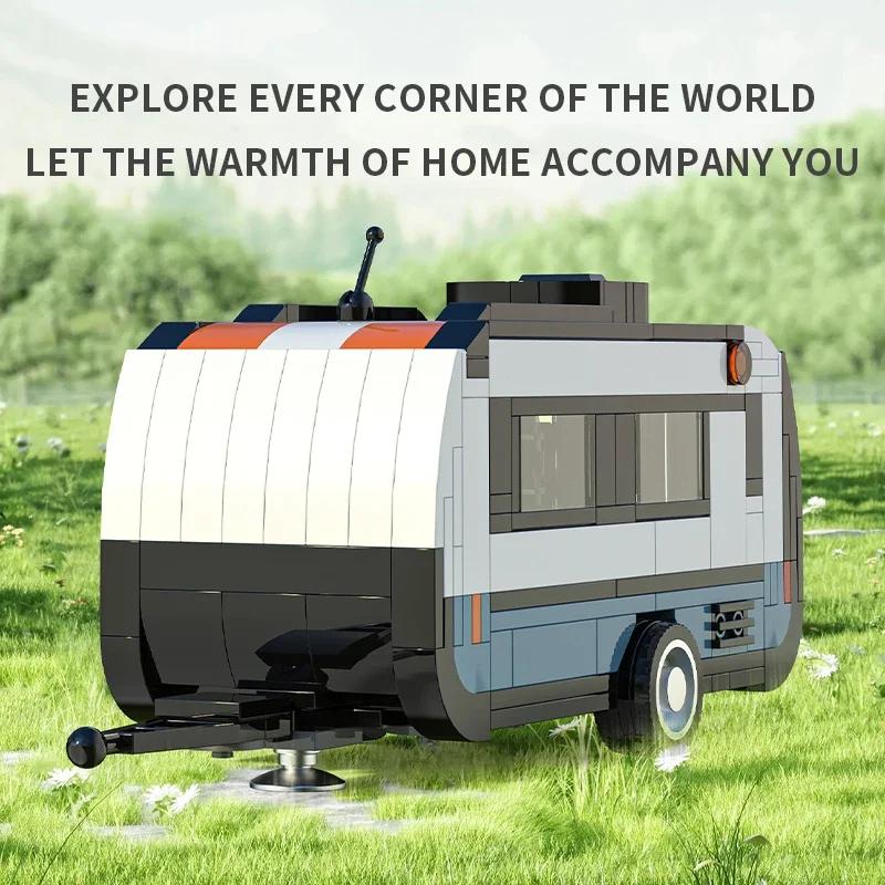 393Pcs Travel Rv Trailer Building Blocks Camping Vehicle Model Assembly Bricks Toys Ornaments Children Birthday Halloween Gifts