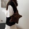 Winter Furry Star Large Capacity Shoulder Bag Vintage Tote Handbags Female Leopard Pattern Plush Crossbody Bags for Women KTY