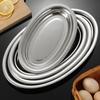 Kitchen Stainless Steel Oval Fish Plate Japanese Vintage Silver Serving Tray Multi-Size Dessert Dishes Dinner Plates Tableware