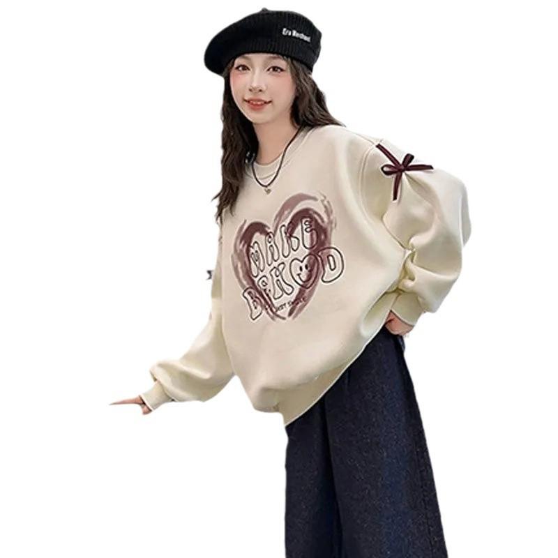 Свитшот для девочек с флисовой подкладкой и вставками: Стильный осенне-зимний пуловер для детей