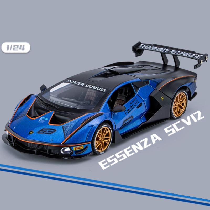 1/24 Lamborghini Essenza SCV12 сплава спортивная модель автомобиля литые металлические игрушечные транспортные средства коллекция моделей автомобилей имитация звука света детский подарок
