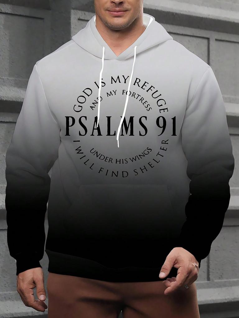 Men's Plus-Size PSALMS 91 Printed 3D Hoodie Fashion Casual Hoodie Autumn And Winter, Men's Sportswear