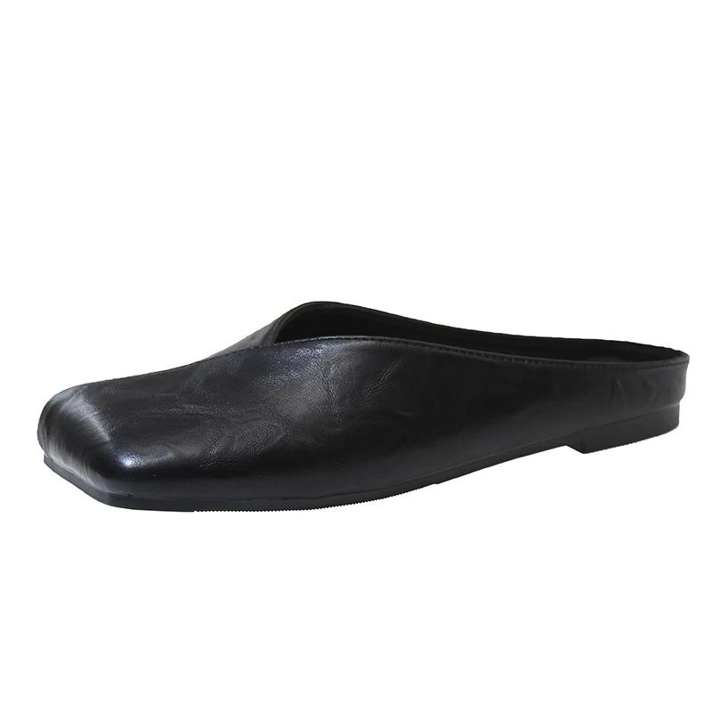 Модные слипоны для женщин с квадратным носком, большой размер 42, плоская женская обувь, легкие весенние повседневные уличные гладкие новые мюли