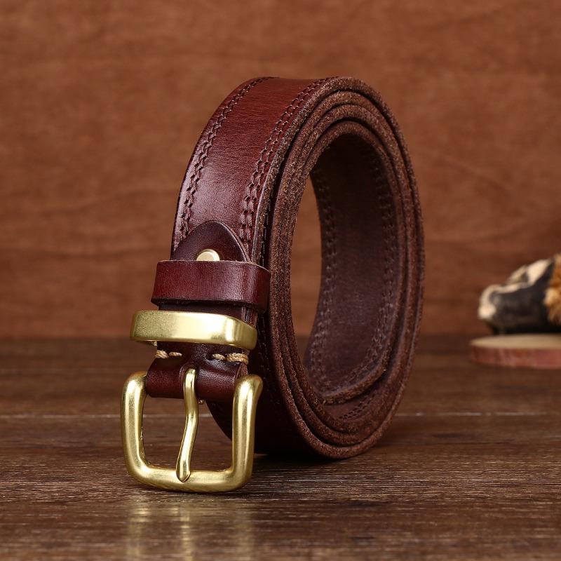 Ремень женский из натуральной кожи первого слоя, пряжка из чистой меди, пряжка из меди, пряжка из меди