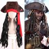Halloween Caribbean Pirates Cosplay Jack Captain Props Costume Party Hat Wig Party Decoration Props