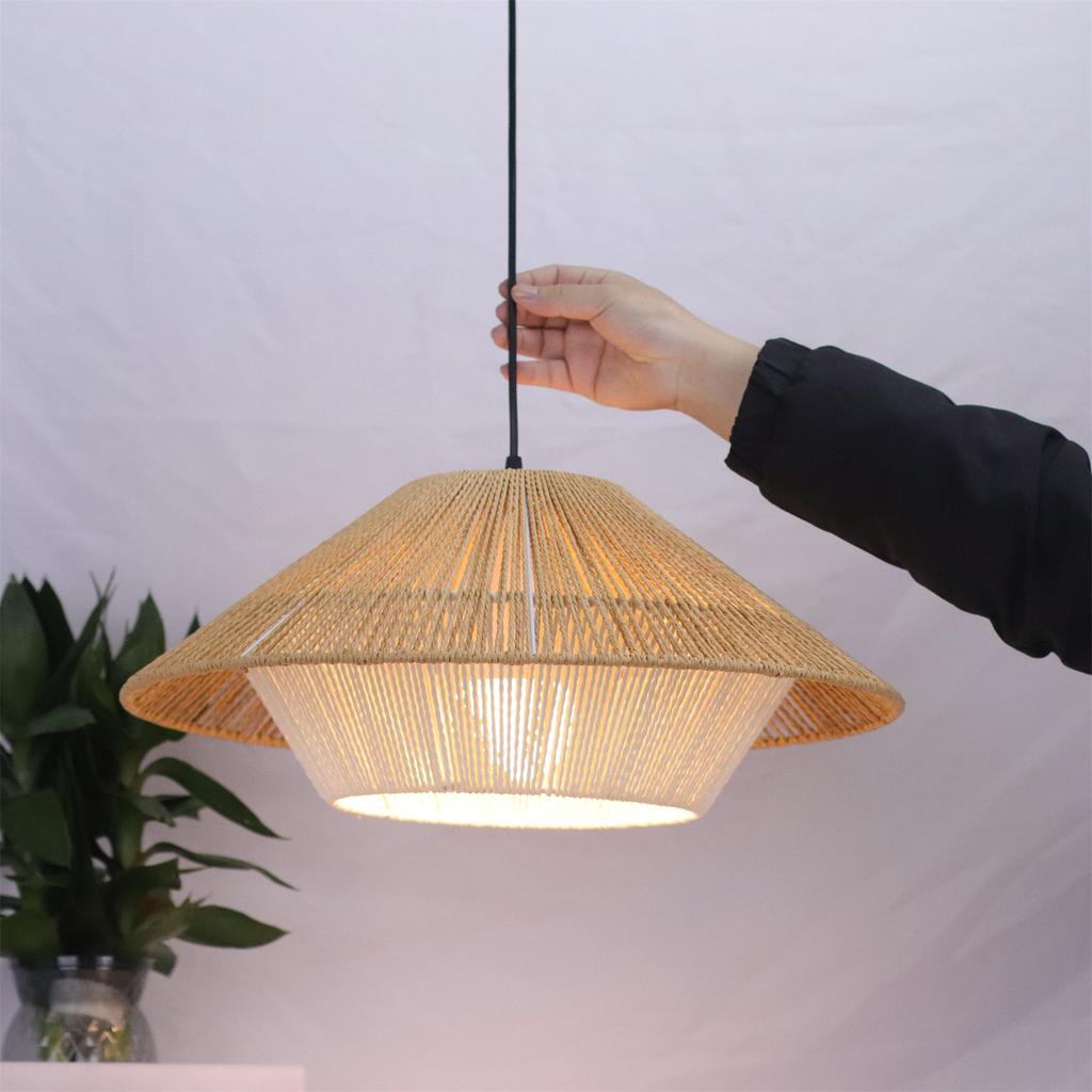 JOYINLED Vintage Rattan Chandelier Indoor Pendant Light Paper Rope Ceiling Lamp for Dining Room Living Room LED Chandeliers