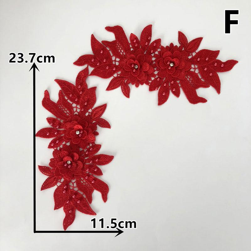 1 Pair Wedding Bridal Sew On Hollow Flower Lace Trim DIY Patches Embroidery Applique 3D