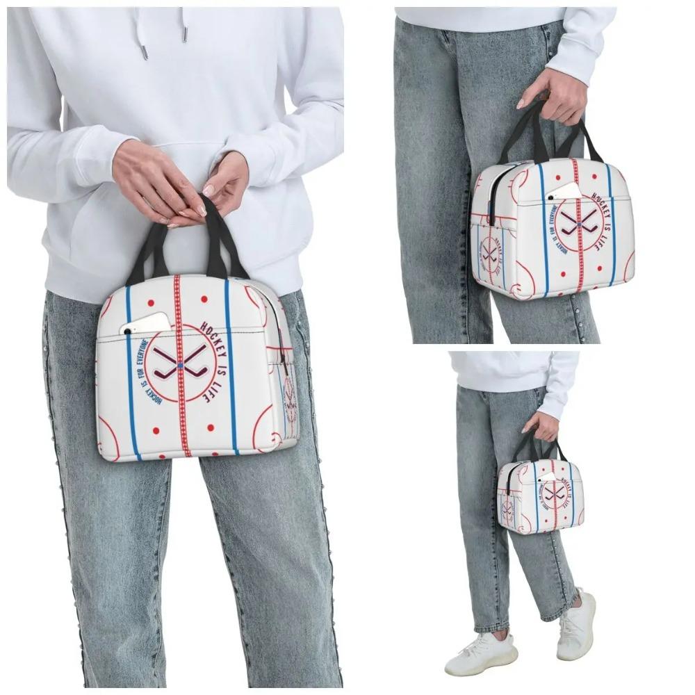 Hockey Is Life Rink Insulated Lunch Bag for Kids School Cooler Thermal Food Box Tote Portable Lunch Boxes Container