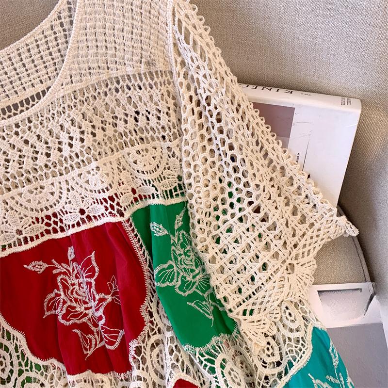 Dimanaf 2025 Новое Летнее Женское Длинное Базовое Вязаное Платье Рукав Красочные Кружевные Платья Повседневное Свободное