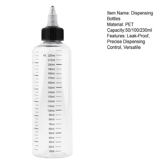 Градуированные бутылки для выдавливания с колпачками-дозаторами Прозрачный пластиковый диспенсер для соуса, масла, краски, клея Герметичные многоразовые бутылки для приправ для кухни, рукоделия, лаборатории
