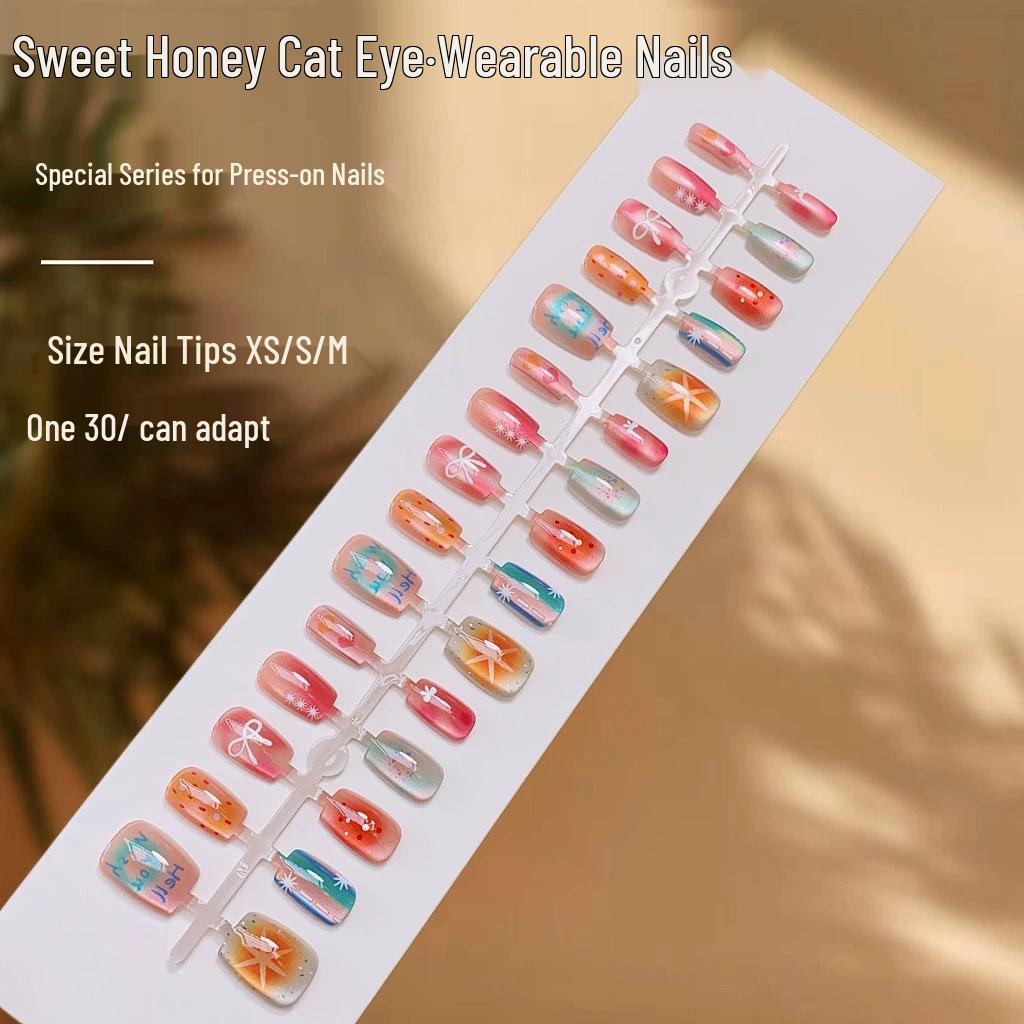 Spring Collection Cat Eye High-End Wearable False Nails