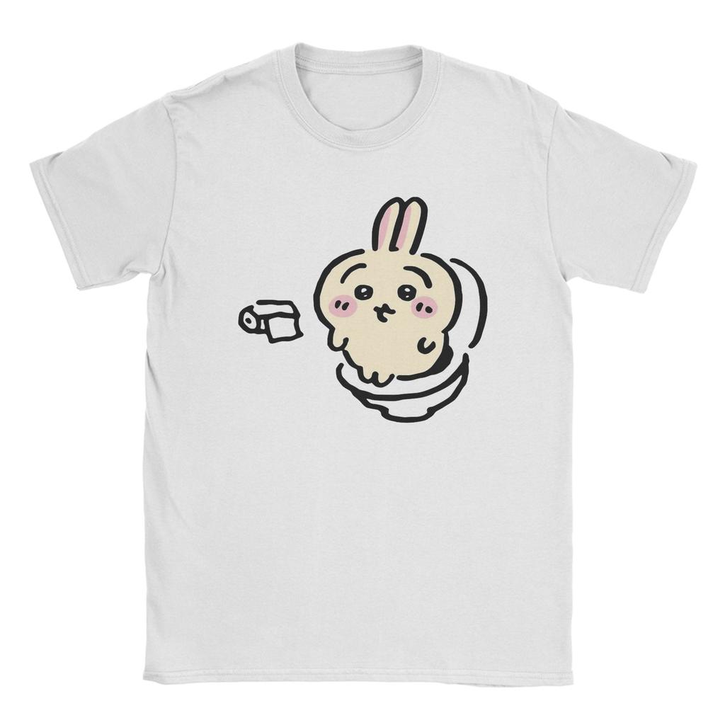 Men Usagi on the Toilet Potty Chiikawas Hachiware Poop Meme T Shirt 100% Cotton Clothes Round Neck Tee Shirt Gift Idea T-Shirts