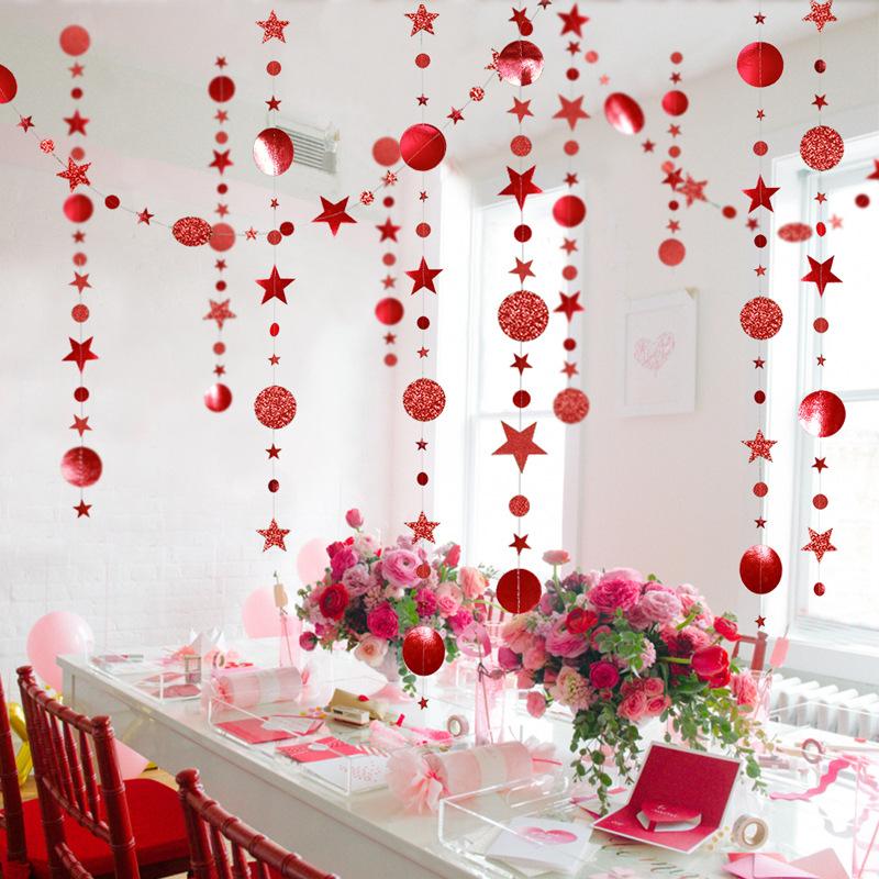 4M Бумажная Звезда Круглая Гирлянда Розовое Золото Подвесной Баннер Флаг Сделай Сам Взрослые Дети Украшения для Вечеринки по Случаю Дня Рождения Свадьба Детский Праздник