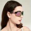 Vintage Half-Frame Sport Fashion Glasses - Retro Purple To Black Lenses, Unisex Lightweight Durable Frame for