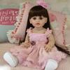 Hot 22 Inch Reborn Baby Girl Doll With Long Brown Hair Full Body Silicone Vinyl Toy Realistic Princess Bebe Newborn