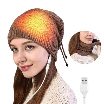 Электрическая шапка с подогревом Электрическая теплая шапка с подогревом USB Электрическая шапка с подогревом Теплая шапка с подогревом Уличная вязаная шапка с подогревом Шарф
