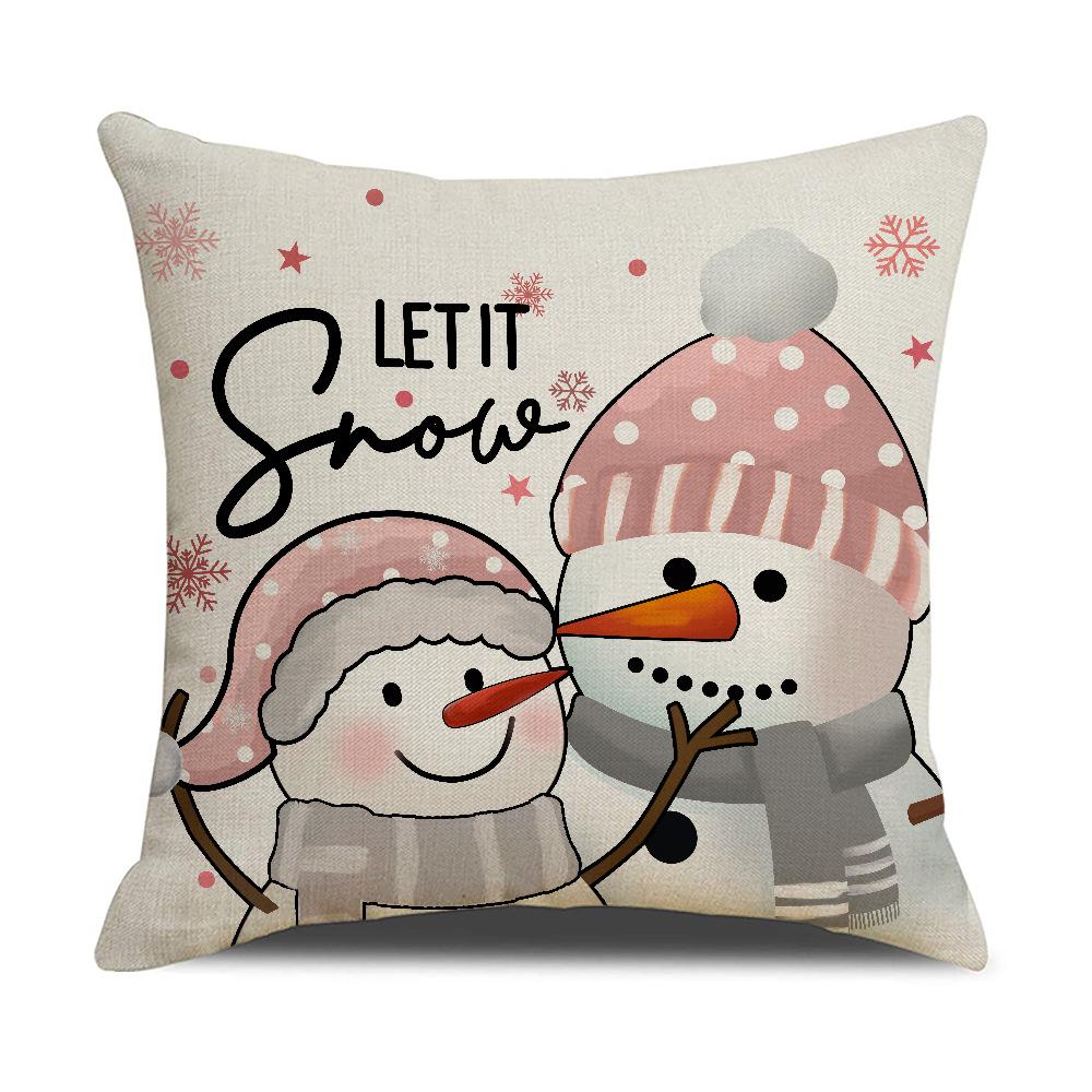 Cartoon Pink Christmas Pillowcase Party Carnival Cushion Sofa Pillow Linen Pillowcase