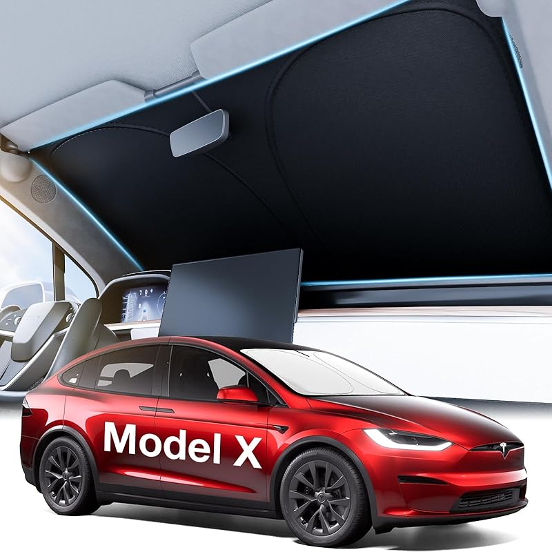 Солнцезащитный козырек на лобовое стекло Wigoo для Tesla Model Y 2025 года [Оригинальный дизайн, 100% защита от солнца] Складной, теплоотводящий, с сумкой для хранения.