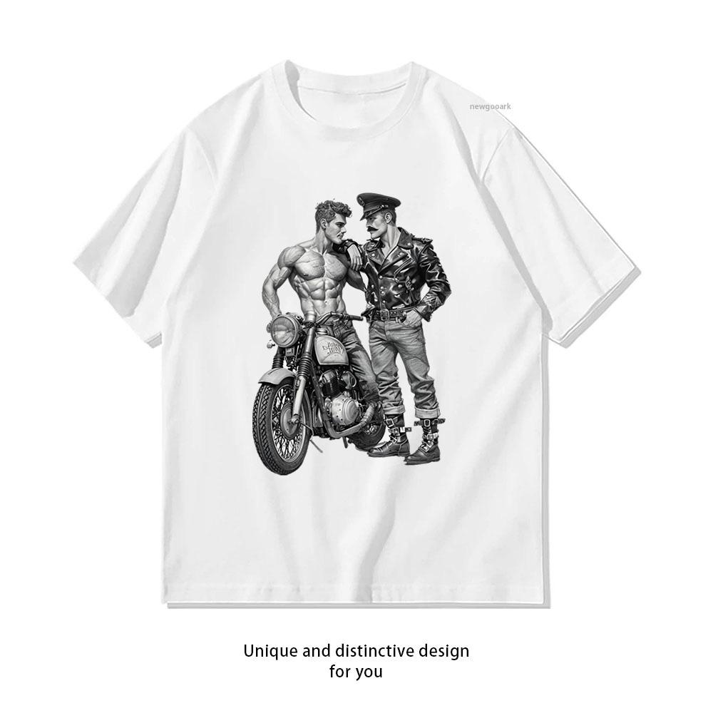 Gay Leather Biker Series Heat Leder Pride LGBT tshirt Adult Unisex Casual Cotton Graphic T Shirts Homosexual Streetwear Tops