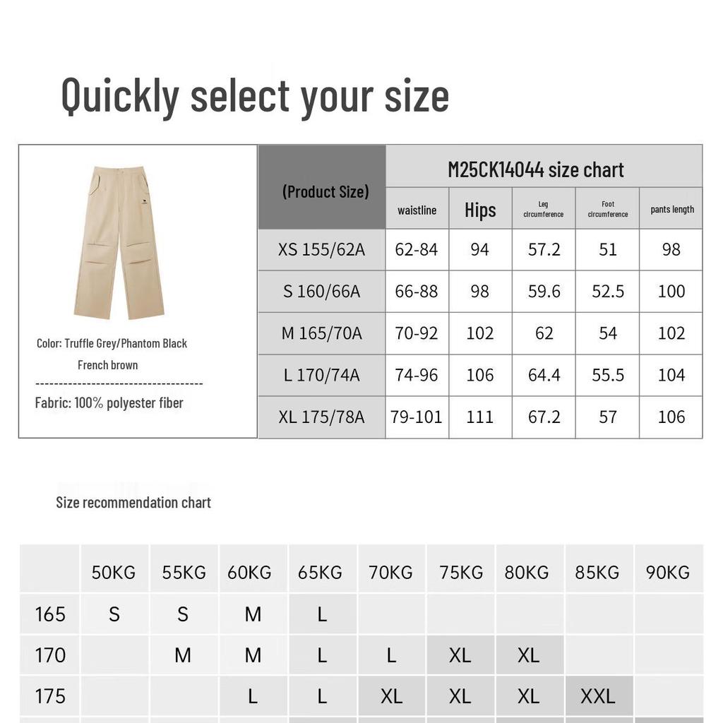 Camel Women's 2025 F/W Fleece-Lined Anti-Static Straight Cargo Pants