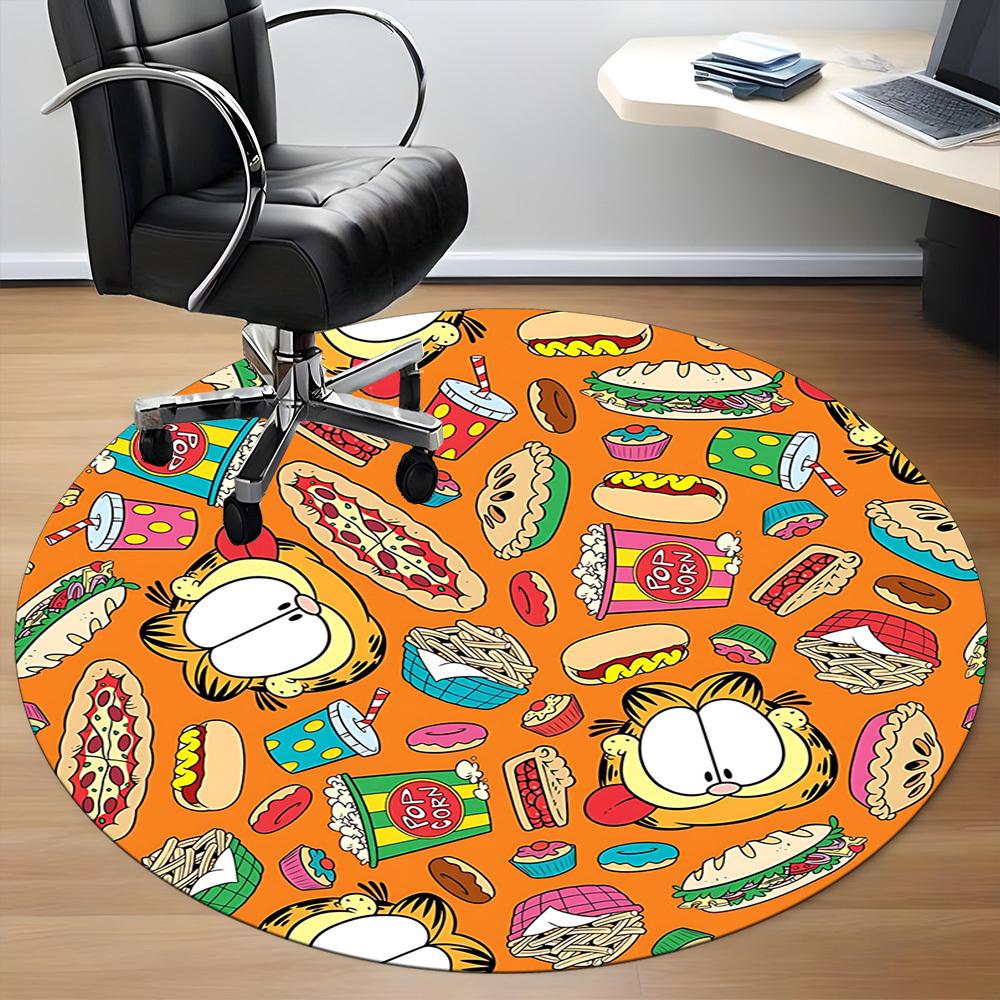 1pc Garfield Foodie Chair Carpet for Office, Indoor Non-Slip Polyester Fiber Carpet,  Machine Washable, Durable Construction yy251205107
