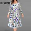 Осенне-зимние платья Модные женские разноцветные платья с 3D-принтом с длинным рукавом Повседневные пуловеры Женская одежда больших размеров