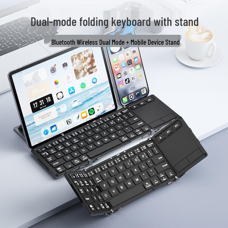 BOW Hangshi HD088F Двухрежимная складная беспроводная Bluetooth-клавиатура с подставкой для планшетов и телефонов