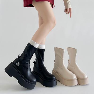 Модные женские ботильоны в панк-стиле на осень-зиму, на платформе, с толстой подошвой, женские слипоны, короткие ботильоны, Zapatos De Mujer