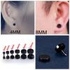 1Pair Black Jewelry Round Shape Earrings Cheater Plugs Dumbbells Pattern Ear Stud