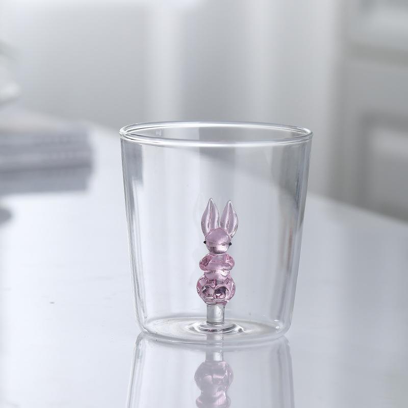 3D Animal Flower Built-in Glass High Borosilicate Glass Heat-resistant Transparent Glass Drinking Cup Milk Coffee Juice Glass